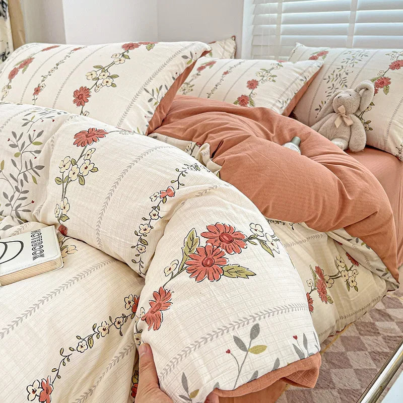 Decorbites™ Cartoon-Muster-Baumwoll-Bettwäsche-Set mit doppellagiger Bettbezug & super weichem Bettlaken