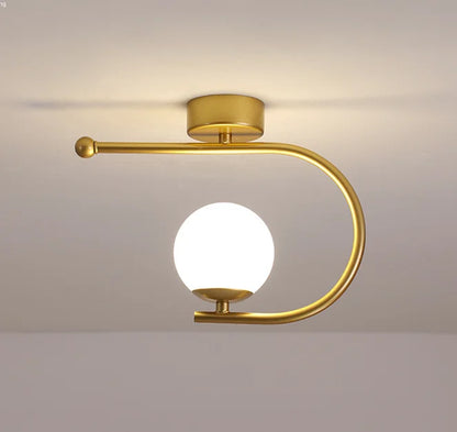 Gold Glass Iron Ceiling Light For Living Space