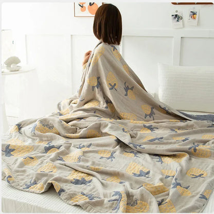 DecorBites™ Cotton Gauze Boho Throw Blanket - Cozy Bedspread & Sofa Cover