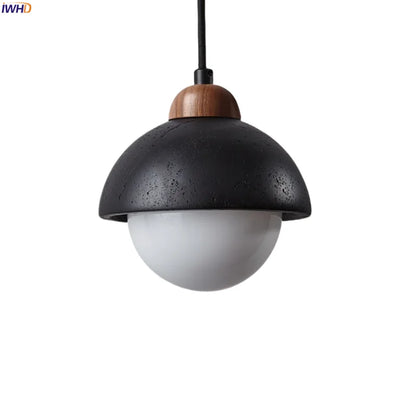 Decorbites™ Glasball-LED-Pendantleuchten Schwarz Travertin Wabi Sabi Hängelampe