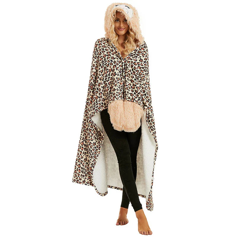 Decorbites™ Süße Leopard-Flanell-Knie-Decke - Weiche & Warme Herbst-Umschlag-Decke