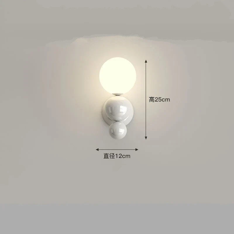 DecorBites™ LED Wall Light Red Green White Metal Kids Room Lamp White Acrylic Ball