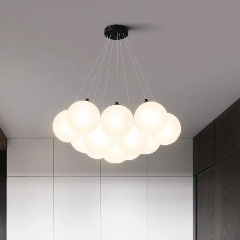 Decorbites™ Glas-Kugel-LED-Hängeleuchte für die Einrichtung des Zuhauses, nordischer Stil Kronleuchter für das Wohnzimmer