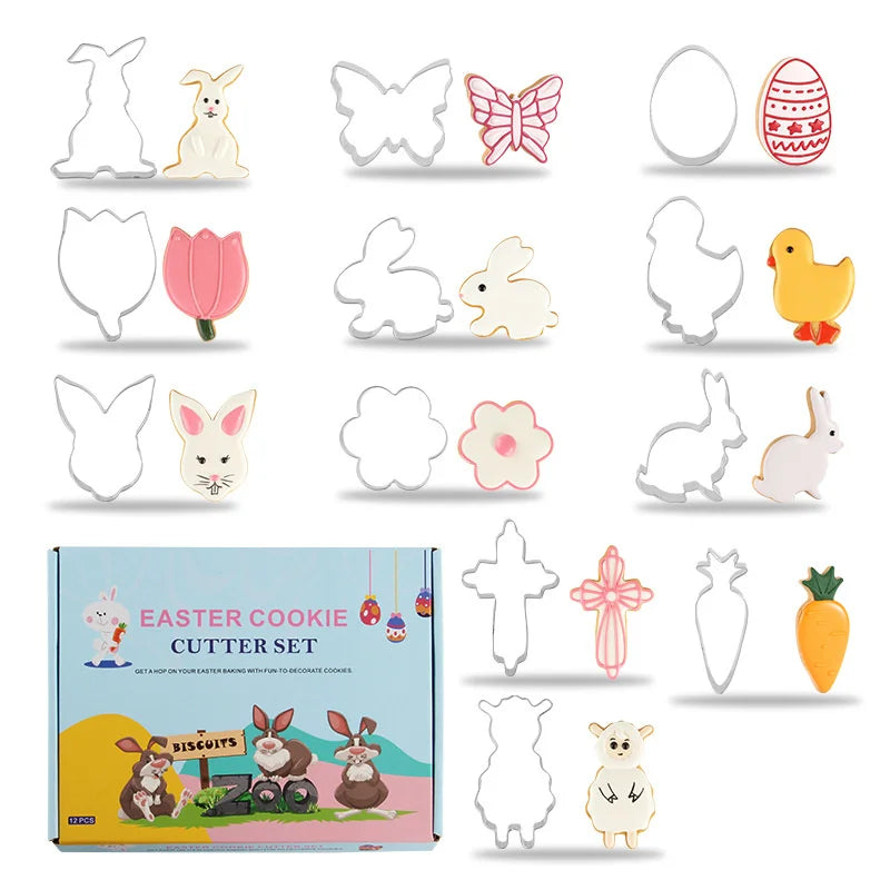 Decorbites™ Osterplätzchen-Ausstecher-Set für Kinder-Backparty, Edelstahlform – 12 Stk.