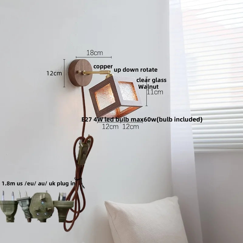 Decorbites™ LED Wandleuchte aus Walnussholz mit klarem Glas Badezimmerspiegel-Licht