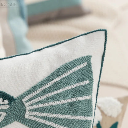 Decorbites™ Daisy Home Floral Geometrische Stickerei Kissenbezug 45x45cm/30x50cm Gelb Blau