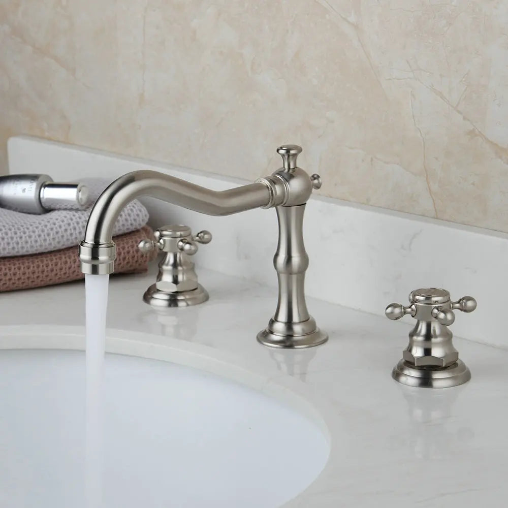Decorbites™ Dualeinhebel-Waschbeckenarmatur aus massivem Messing in Chrom mit antiker schwarzer Finish