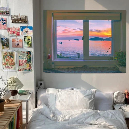 Decorbites™ Träumerische Fensterlandschaft Wandbehang für Raumdekoration