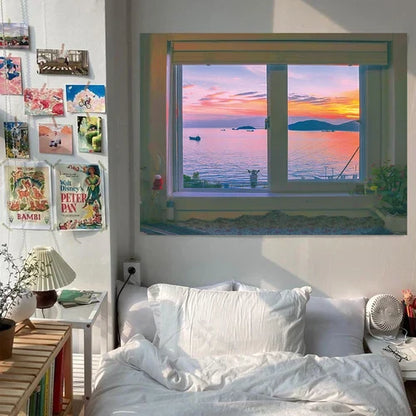 Decorbites™ Träumerische Fensterlandschaft Wandbehang für Raumdekoration