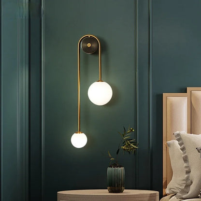 DecorBites™ Glass Ball LED Wall Lamp in Gold Iron for Modern Bedroom and Study Lighting