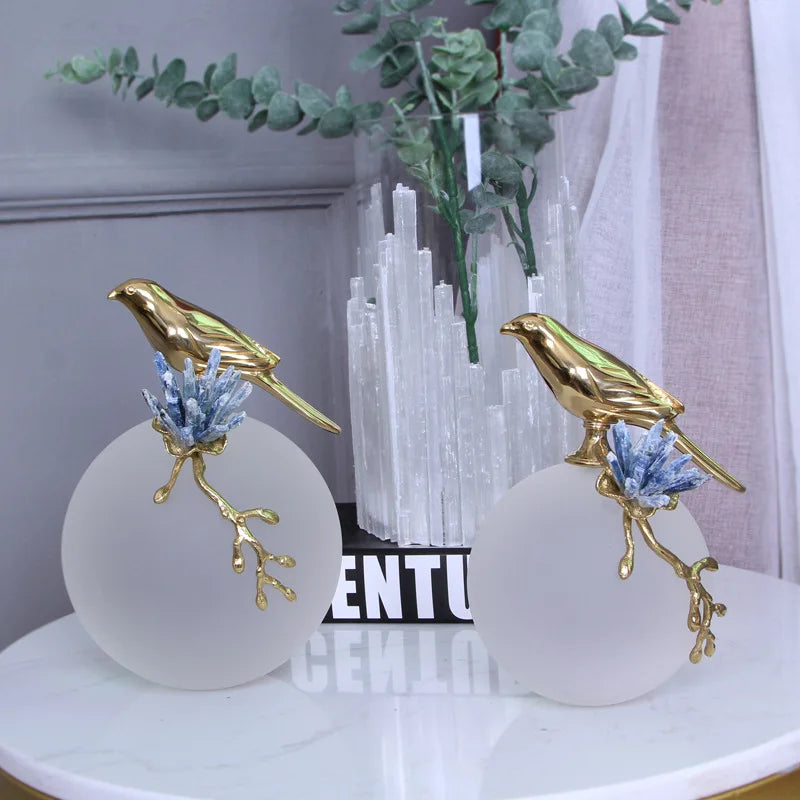 Decorbites™ Goldener Vogel Messingskulptur Moderne Wohnraumausstattung Kunstwerk Statue