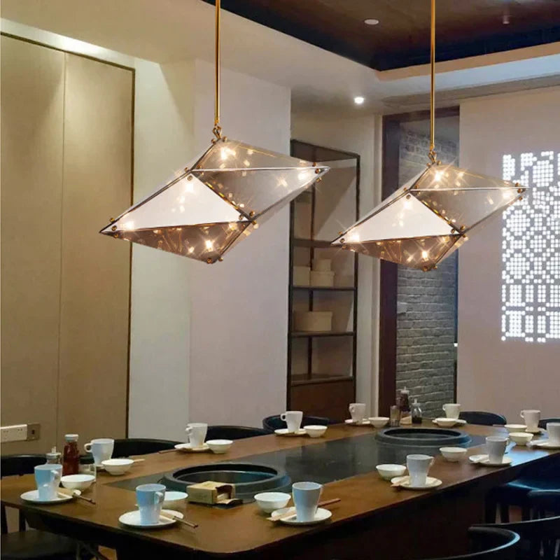 Decorbites™ Diamantglas LED-Hängeleuchte in Rauchgrau-Amber für das Wohnzimmer