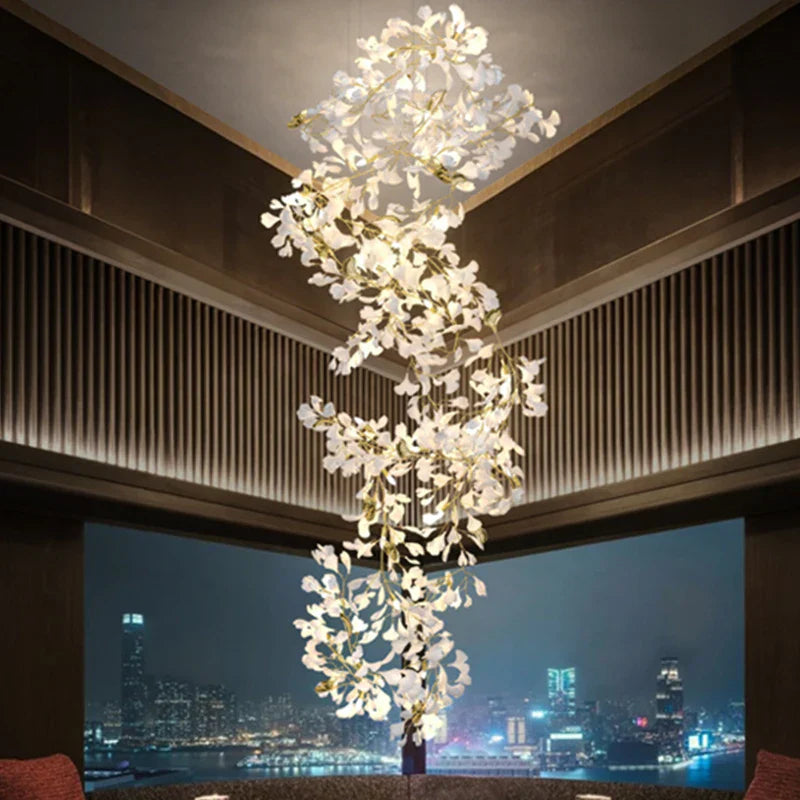Decorbites™ Ginkgo Biloba Kronleuchter: Elegantes Duplex Wohnzimmer Hotel-Lobby-Pendant-Licht