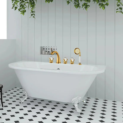 Decorbites™ Gold Kristall Messing Badewannenarmatur-Set mit Handbrausekopf