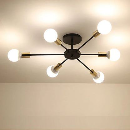 Decorbites™ Industrielle Stange Eisen Holz Sputnik Kronleuchter Deckenlampe LED E27 Heimbeleuchtung