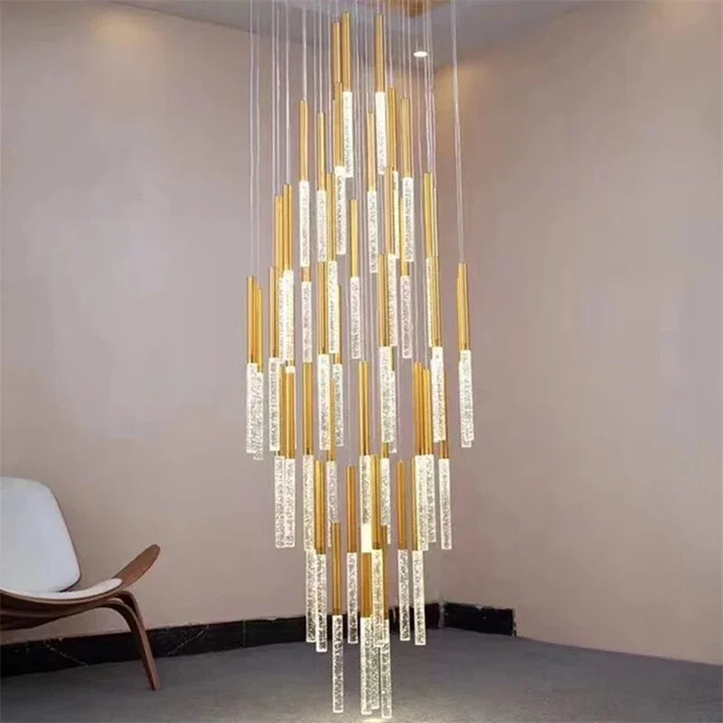 DecorBites™ Crystal LED Chandelier: Stylish Lighting for Staircase & Living Room