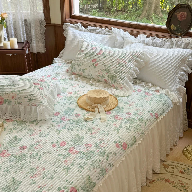 DecorBites™ Lace Ruffles Bed Skirt Set with Pillowcases for 1.2-2M Beds