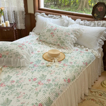 DecorBites™ Lace Ruffles Bed Skirt Set with Pillowcases for 1.2-2M Beds
