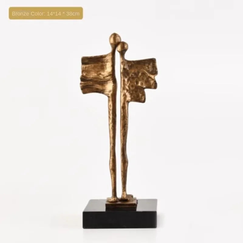 Decorbites™ Abstrakte Gusseisen-Statue eines Paares für die Wohnraumausstattung und familiäres Glück