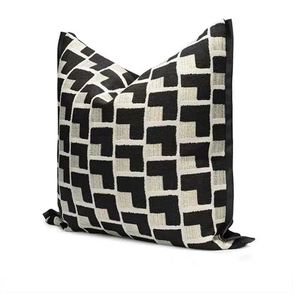 DecorBites™ Geometric Texture Black Gold Cushion Cover for Elegant Living Room Decor