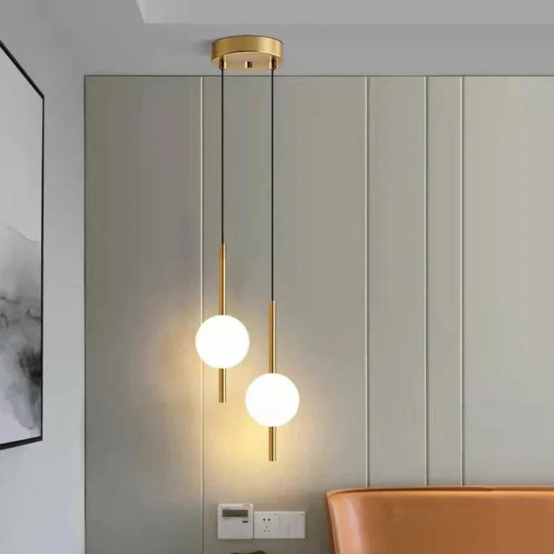 DecorBites™ Glass Ball Pendant Light: Modern Nordic Bedroom Hanging Lamp