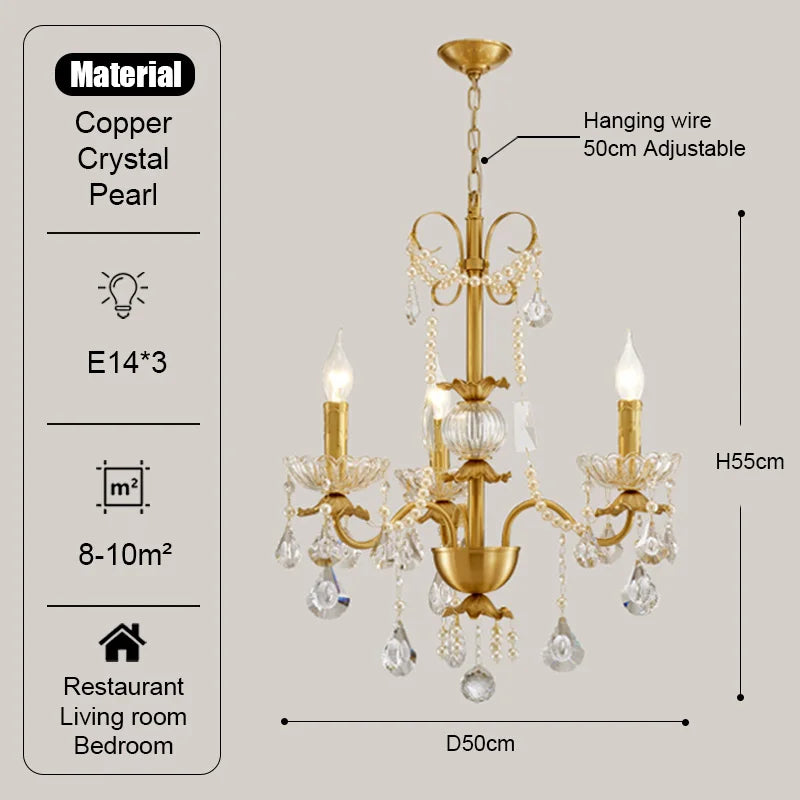 Gold Brass Crystal Chandelier