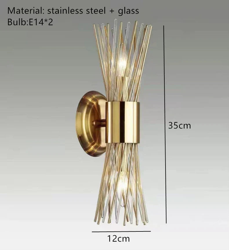 Decorbites™ Gold Edelstahl Glas Wandlampen für Schlafzimmer, Esszimmer, Gang Wandbeleuchtung