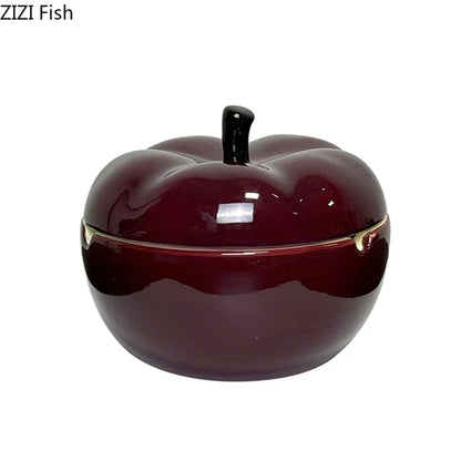 Decorbites™ Tiefrote Keramik-Apfel-Aschenbecher für Raucherzubehör im Zuhause und Büro