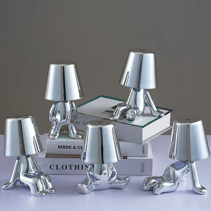 Decorbites™ Kleiner Goldener Mann Tischlampe – Kunst-Dekor-Nachtlicht für Wohnzimmer und Kinderzimmer