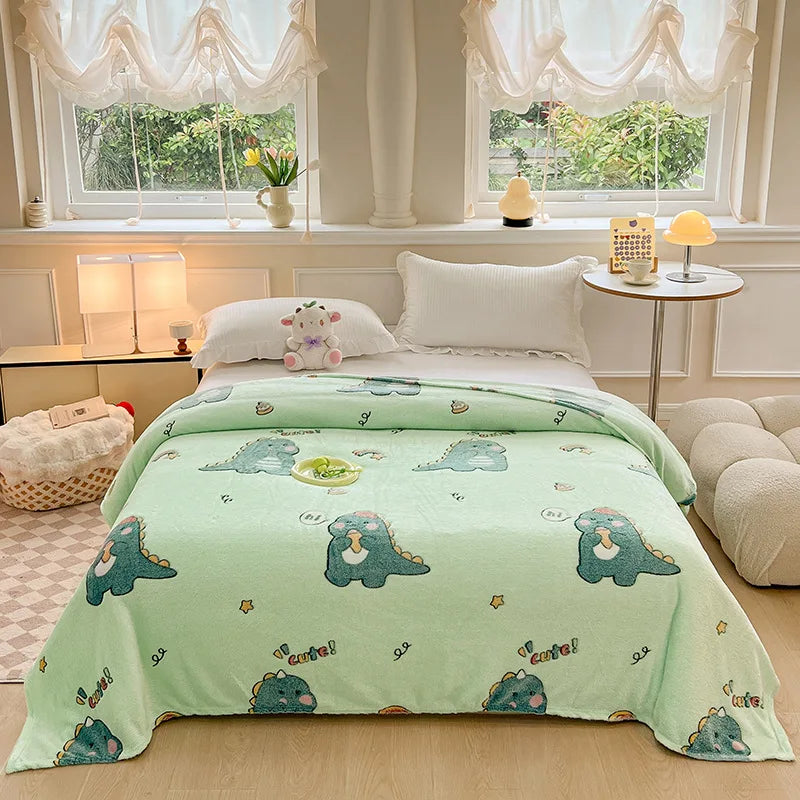 Decorbites™ Dinosaur-Muster-Schneeflocken-Samtdecke in verschiedenen Größen für Zuhause/Büro