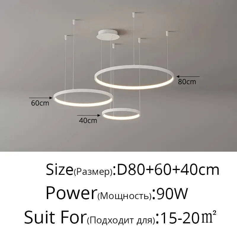 DecorBites™ Acrylic LED Ring Pendant Light Modern Minimalist Art Decor Chandelier