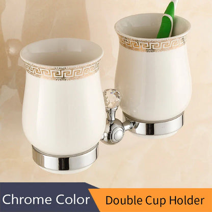 DecorBites™ Crystal Brass Gold Bathroom Accessories Set
