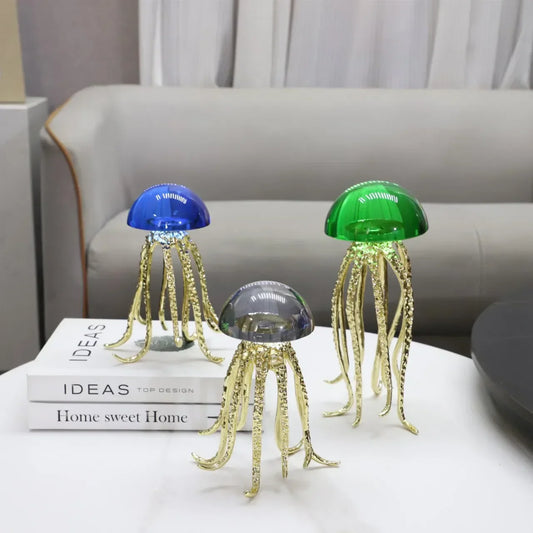 Decorbites™ Kristallqualle-Skulptur – Meeresorganismus-Figur für die Raumdekoration