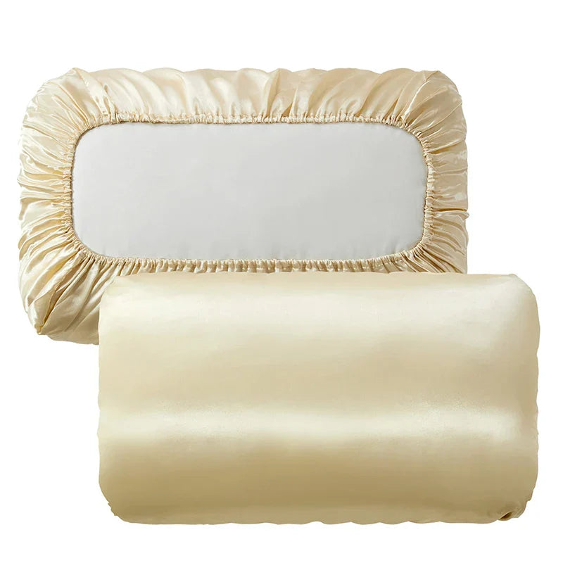Decorbites™ Imitations-Seiden-Elastikband-Kissenbezug Queen King Größe Glatter Satin Luxus-Bettwäsche