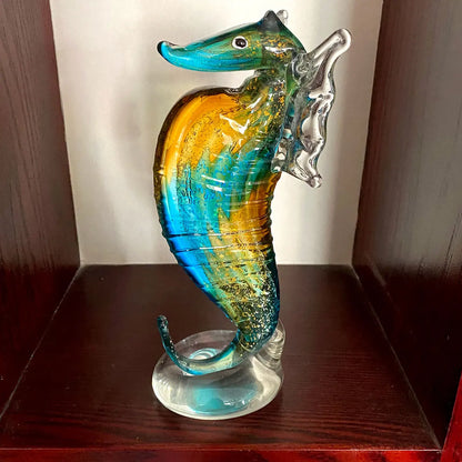Decorbites™ Handgeblasene Glas-Seepferdchen-Figur, Kristall-Tier-Handwerks-Sammlungsausstellung