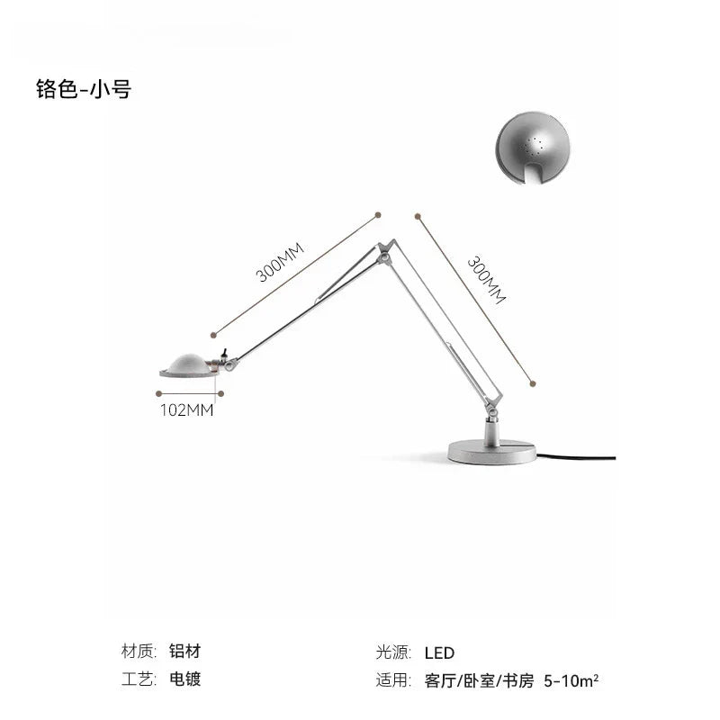 Decorbites™ Industrielles Schwarz/Chrome LED Schalterarm Schreibtischleuchte mit einstellbarem Arm