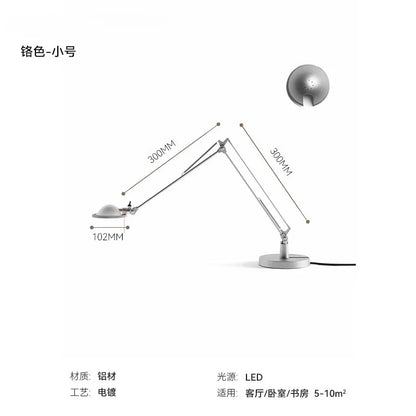 Decorbites™ Industrielles Schwarz/Chrome LED Schalterarm Schreibtischleuchte mit einstellbarem Arm