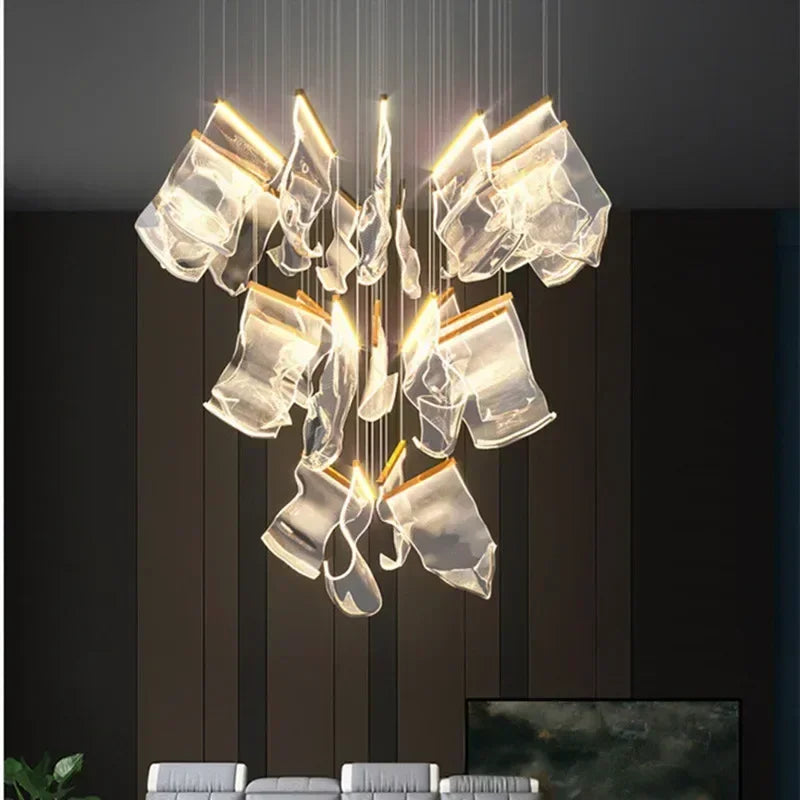 Decorbites™ Acryl-Blätter-Kronleuchter LED-Leuchte dimmbar Luxus-Pendant für die Hausdekoration
