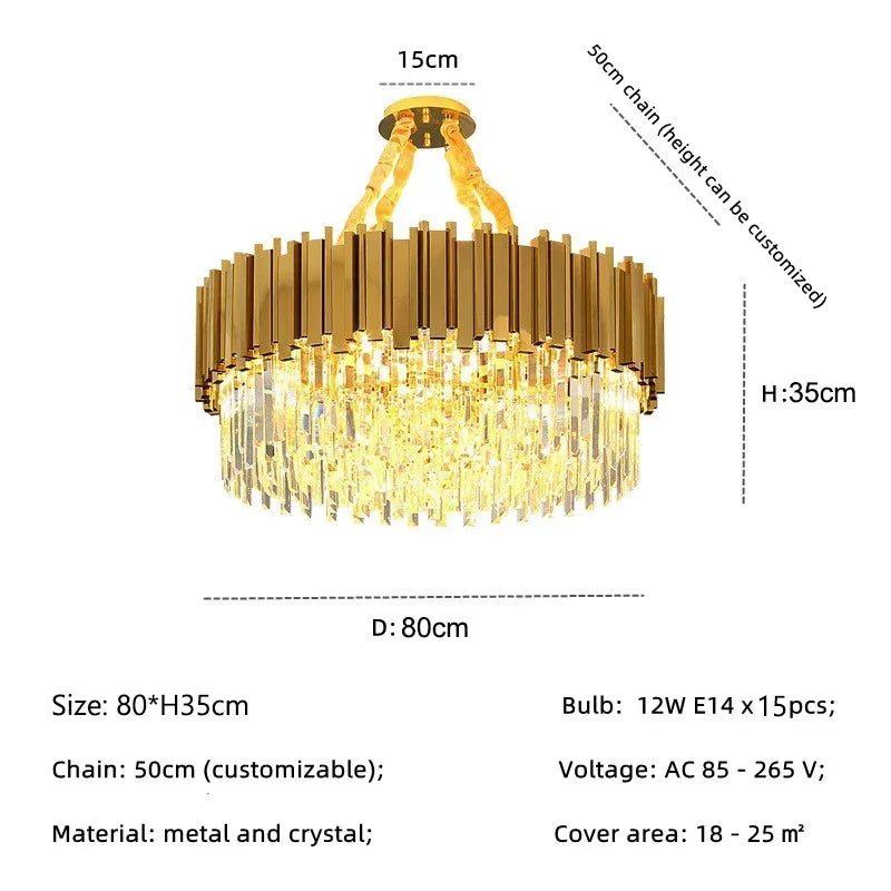Decorbites™ Golden Luxury Kronleuchter: Elegante Kristall-Deckenleuchte für Hotel-Wohnzimmer