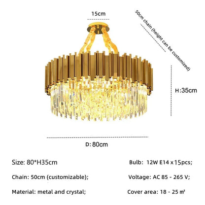 Decorbites™ Golden Luxury Kronleuchter: Elegante Kristall-Deckenleuchte für Hotel-Wohnzimmer