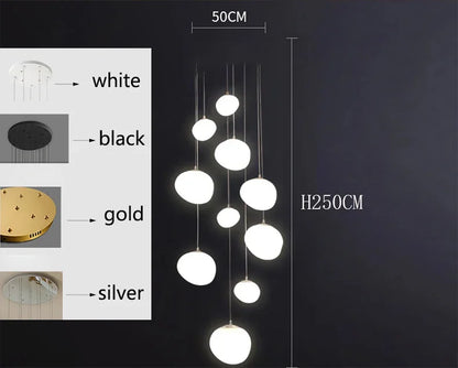 Modern Brushed Stainless Acrylic Multi-Head Pendant Light
