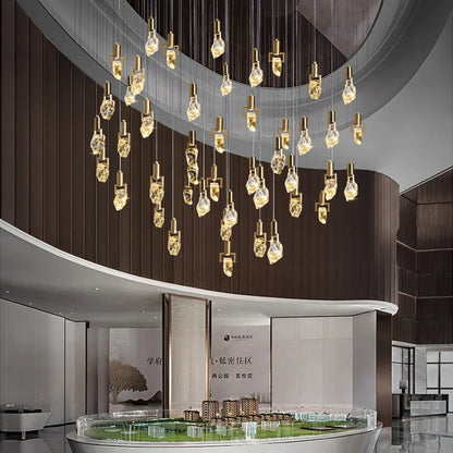 DecorBites™ Elegant Diamond Crystal Chandelier LED Light Fixture Gold Home Decor