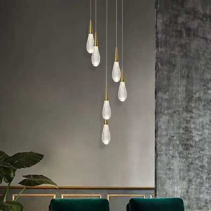 DecorBites™ Gold Crystal Water Drop Pendant Lights for Dining Room Chandelier