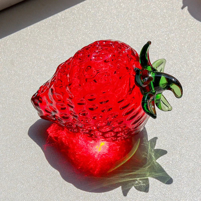 Decorbites™ Glas Rote Erdbeere Feigenfigur Kristall Frucht Miniatur Ornament Dekoration