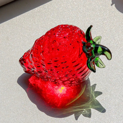 Decorbites™ Glas Rote Erdbeere Feigenfigur Kristall Frucht Miniatur Ornament Dekoration
