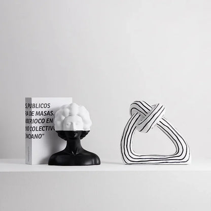 Decorbites™ Abstrakte Porträt-Harzfigur Skulptur Schwarz-Weiß Wohnraumausstattung