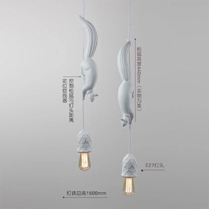 Nordic Resin Squirrel Pendant Light in White
