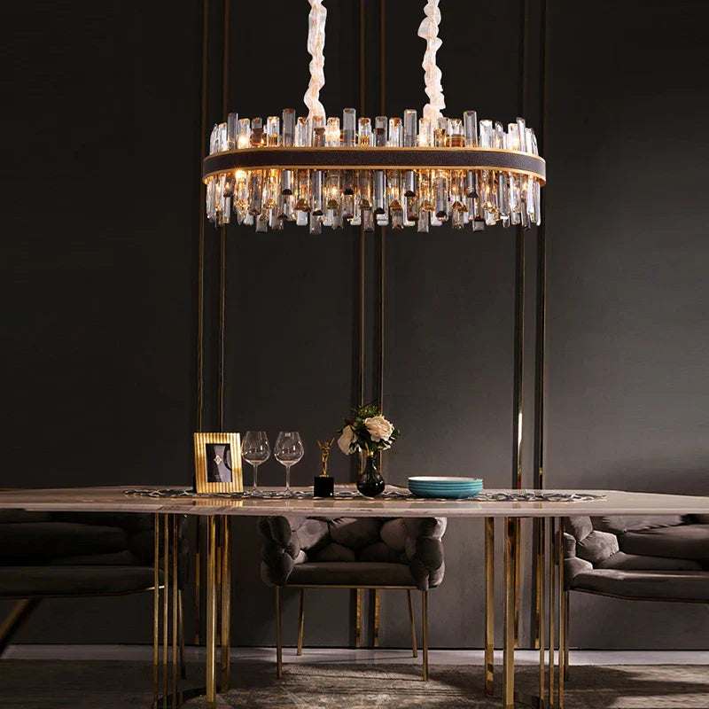 Decorbites™ Kristall-Leder-Kronleuchter | Moderne LED-Leuchter für Wohnzimmer & Esszimmer