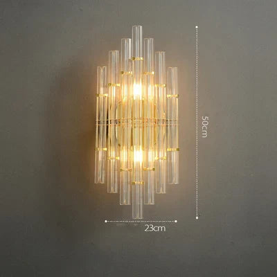 Decorbites™ Art-Deco-Edelstahl-Kristall-LED-Wandleuchte Schwarz Gold Schlafzimmer Flur