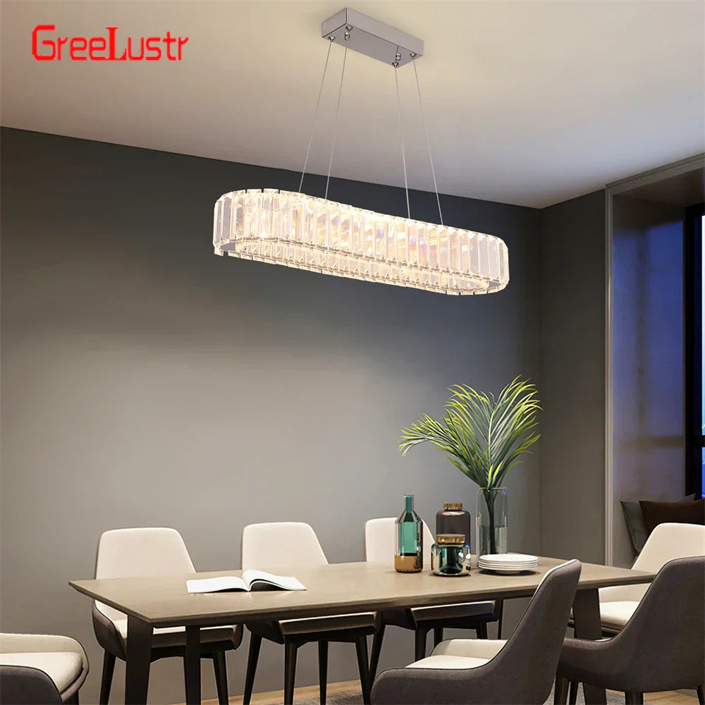 Decorbites™ Kristall-Oval-Design-LED-Kronleuchter: Moderne große Pendelleuchte für Wohnzimmer und Schlafzimmer
